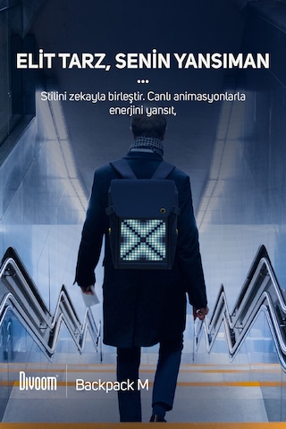 Divoom Pixoo Backpack-m Ve Slingbag Led Çanta Seti Siyah