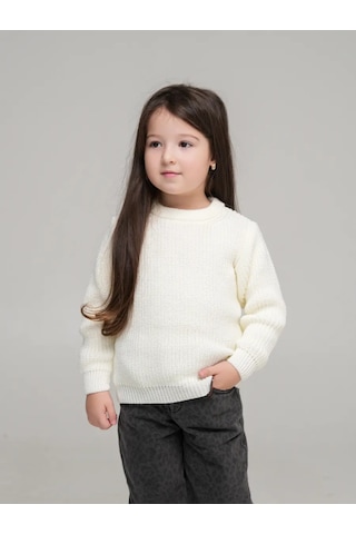 Djaza Kids Çocuklar İçin Örme Oversize Kazak 242518028 Sütlü