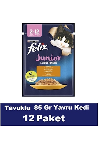 Purina Felix Junior Tavuk Etli Yavru Kedi Maması 12 x 85 G