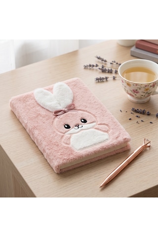 Pelüş Ve Eğlenceli Defter - Tavşan Figürlü Açık Pembe