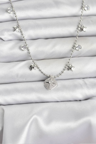 Zarif Boyunlar İçin Silver Pirinç Zirkonlu Kutup Yıldızı Kadın Kolye Standart