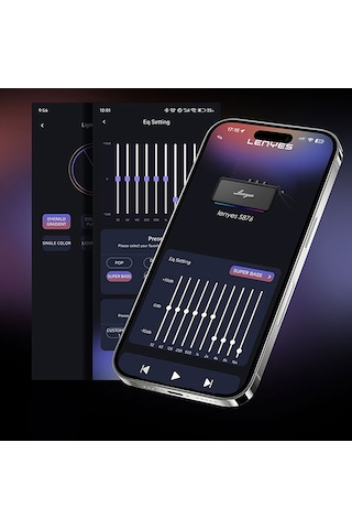Lenyes S876 Supreme Serisi Rgb Işıklı Taşınabilir Su Geçirmez Tws Bluetooth Hoparlör V5.3 45w Bej