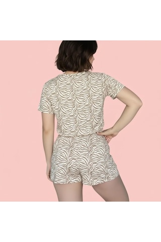 Merlot T-shirt Şort Örme Pijama Takımı Kahverengi