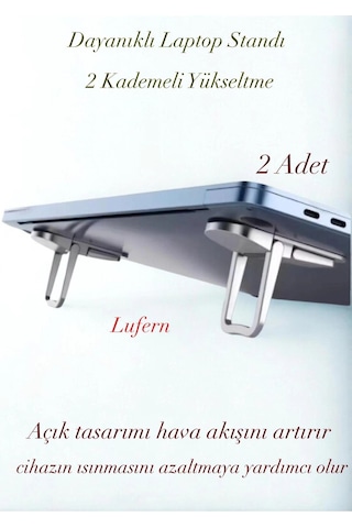 Dayanıklı Laptop Standı 2 Kademeli Yükseltme Ayarlı 2 Adet Katlanır Boyun Sırt Ağrı 2 Adet