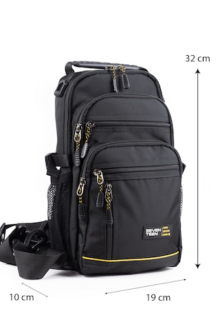 İmaks Çokgözlü İmperteks Kumaş Günlük Sırt Çapraz Göğüs El Ve Omuz Çantası Unisex Siyah Body Bag 927 Siyah - Sarı