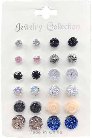 Samdoo 12 Çift Renkli Taşlı Minimalist Küpe Seti - Güzellik Ve Tarz İçin Moda Aksesuarı Diğer