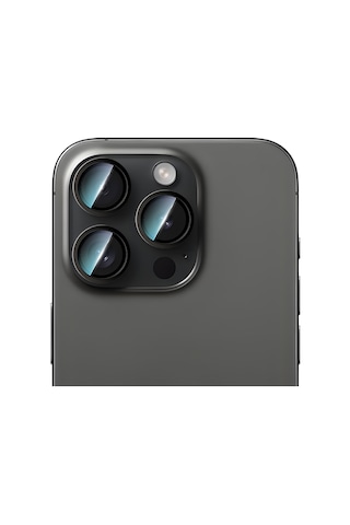 Apple Uyumlu   iPhone 16 Pro Max Caseworld Alloy Serisi Oleofobik Anti Reflective Kamera Lens Koruyucu Siyah