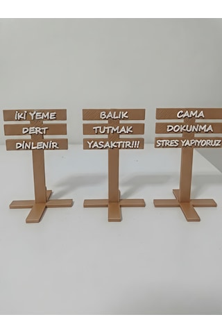 3 Adet Dekoratif Akvaryum İçin Mizahi Uyarı Tabelaları Seti