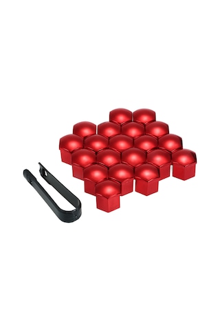 Monyee 17mm Universal Jant Somun Kapağı Seti - Abs Plastik, Kırmızı/mavi Seçenekli, 20 Adet + Çıkarma Aracı