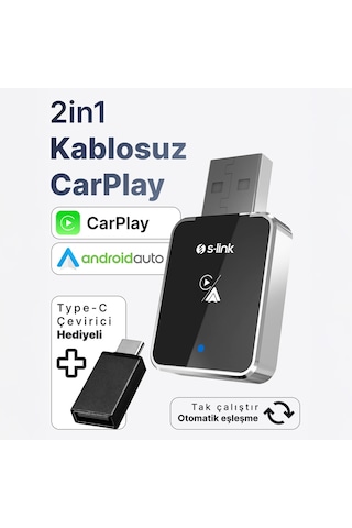 S-lınk Sl-car01, 2in1 Android Ve Apple Uyumlu Cihazlar, Kablosuz Android