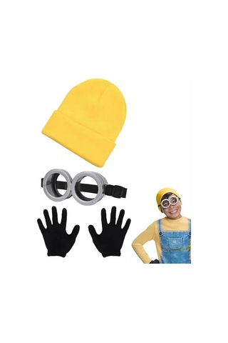 Jl Komik Dekoratif Sahne Cosplay Küçük Sarı Adam Gözlük Ve Şapka