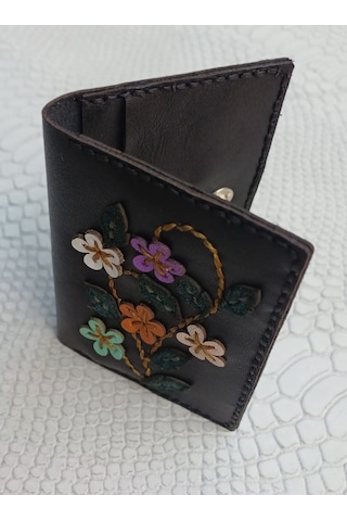 Durush Collection Tasarım Gerçek Deri Siyah El İşlemeli Kartlık