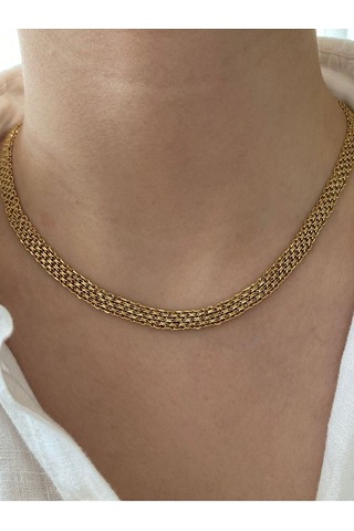 Örme Zincir Çelik Kararmaz Kadın Gold Kolye