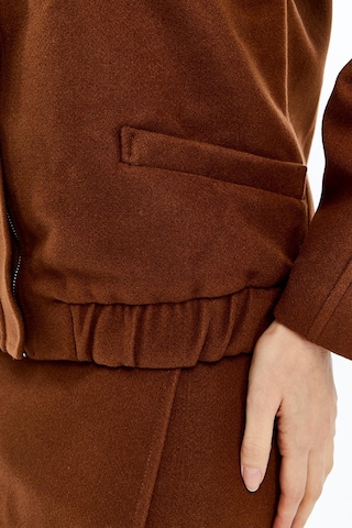 Selectmoda Kadın Süet Beli Lastikli Astarlı Mont Kahverengi