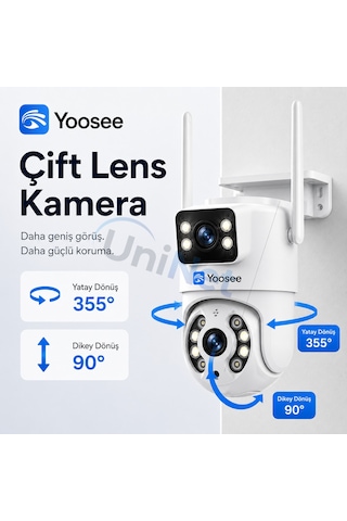 Uninet 6mp Çift Lensli Wifi Döner Başlıklı Ptz Güvenlik Kamerası Insan Takibi, Gece Görüşü, Çift Yönlü Ses Ve Nvr Desteği