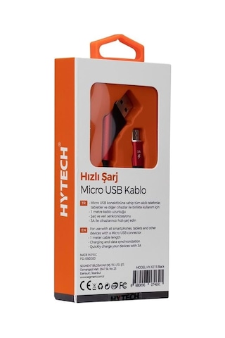 Hytech Hy-X215 3A Micro Usb 1M Siyah Data + Sarj Kablosu