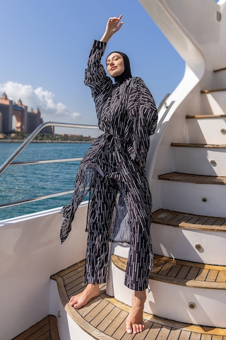Remsa Mayo Remsa Tesettür Mayo Üzerine Tek Kaftan Kimono Pareo Rp006 Yasmin Siyah