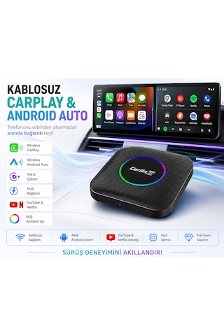 Carlinkit Tbox Max Ambient 13.0 8gb/128gb Kablosuz Carplay & Android Auto Diğer