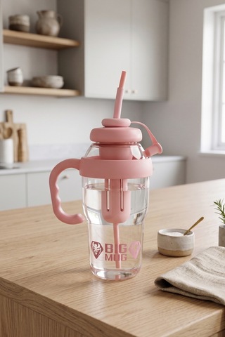 Ice Bottle Pipetli Suluk Matara 1300 Ml Pembe