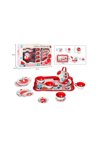 15 Parçalı Mini Çay Servisi Aksesuar Seti - Metalik Yapılı, Sağlam Kırılmaz Set, Çocuk Pretend Play Mutfak Aktivitesi
