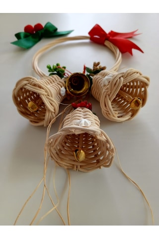 Bambu 3'lü Çan Kapı Çelengi Noel Temalı 23 13 Cm