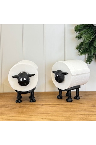 Ximistore9 Modern Minimalist Siyah Koyun Şekilli Kağıt Havlu Tutucu - Sentetik Reçine Mutfak/ofis Masaüstü Aleti Siyah