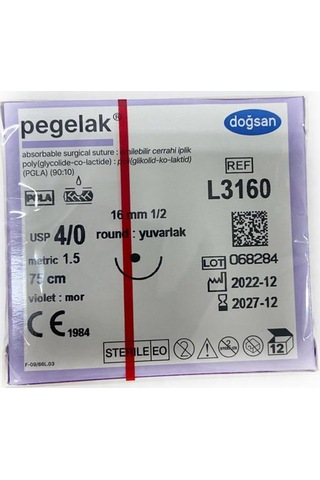 Doğsan Pegalak 4/0 16 MM Yumuşak Emilebilir Cerrahi İplik