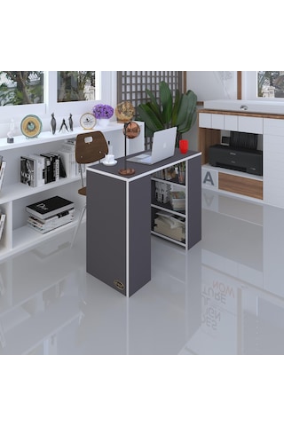 Kenzlife Bilgisayar Çalışma Masası Venüs Gri Ofis Sekreter Laptop Beyaz