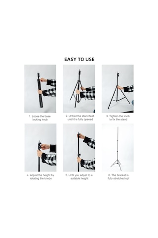 Yaleker Sıcaklık Ölçer Tripodu 2.1m Yükseklik Ayarlanabilir Çelik Malzeme Siyah 1/4 Vida Ev Ofis Okul Kullanımı