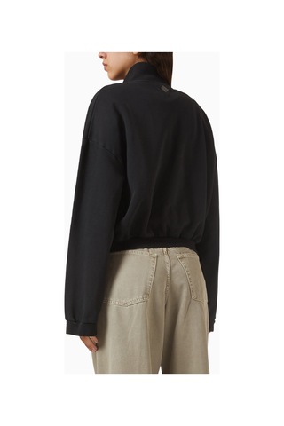 Haikure Flea Crop Sweatshirt, - Modern Kadın Pamuklu Crop Sweatshirt Siyah