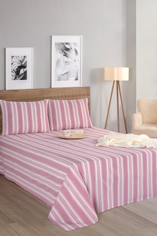 Sport Çizgili Çarşaf + Yastık Kılıfı Seti Çift Kişilik Soft Line Bordo Bordo