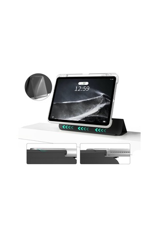 Apple Uyumlu iPad Air 11 2025 M3 Kılıf Magnetik Ayrılabilen Airbagli Sliding Tablet Kılıfı Kapaklı Kılıf