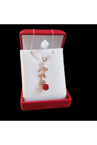 Modahilye 925 Ayar Gümüş Gül Tasarım Rozegold Renk Kolye Rose Gold