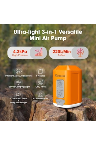 Aerogogo Gıga Pompa, 4 Mini Hava Pompası, 4,2 Kpa, Kamp Feneri İle, Taşınabilir Hava Pompası, Şarj Edilebilir Hava Diğer