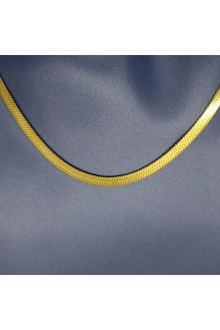 İtalyan 4 Mm Sarı Çelik Ezme Zincir 45 Cm altın