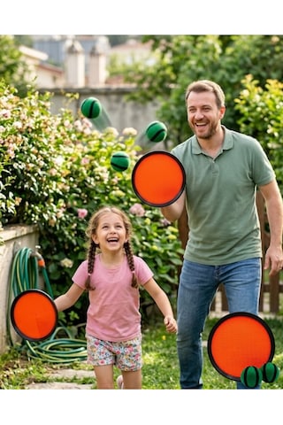 Top Yakalama Oyunu Cırtlı Raket Seti Bahçe Park Plaj Aktivite Oyuncağı -