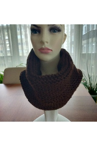 Kahverengi El Yapımı Unisex Boyunluk Koyu Kahverengi