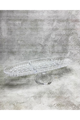 El Yapımı Cam Kafes 6 Göz Kayık Ayaklı Servis Tabağı 41x12 Cm