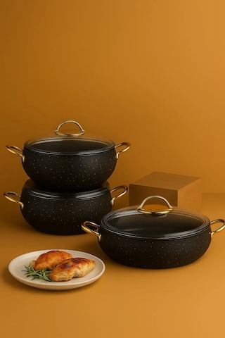 Yunusoğlu Home Granit 6 Parça Tencere Set 2.5 L X 5.5 L X 7.5 L