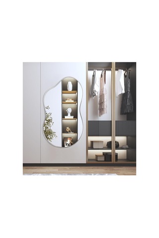 60x90 Asimetrik Duvar Dekor Aynası/duvar Aynası/konsol Aynası/estetik Ayna Gümüş 60 X 80 Çok Renkli