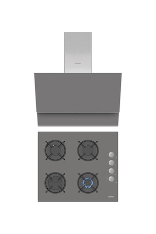 Simfer QS Gri 2'li Cam Ankastre Set (3538 Ocak + 8736 Davlumbaz)