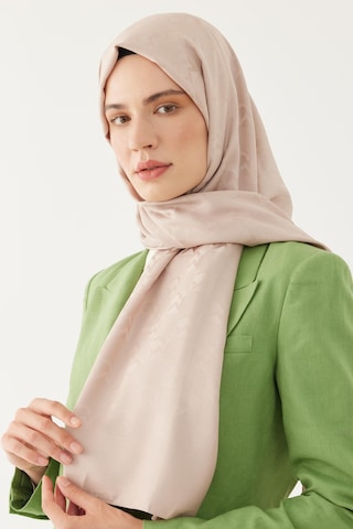 Mirsoy Scarf Mc Desen Parlak Jakar Şal - Krem Krem