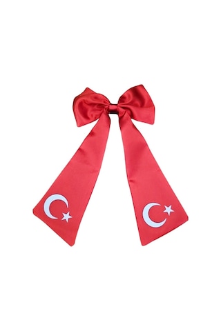 Ay Yıldızlı Fiyonklu Saç Tokası Kırmızı