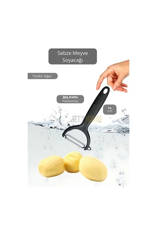 Meyve Soyacağı Paslanmaz Sebze Soyacağı Tırtıklı Soyacak Siyah 14 Cm Siyah