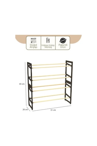 4 Katlı Ahşap Ayakkabılık Çok Renkli