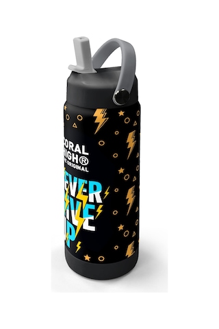 Coral High Siyah Never Give Up Desenli Katlanır Ağızlıklı Çelik Termos 650 Ml 38320 Siyah