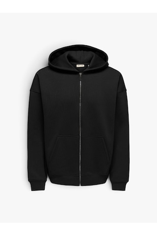 Only & Sons Onsceres Ovz Zıp Hoodıe Sweat Noos Erkek Siyah Sweatshirt - 5096084