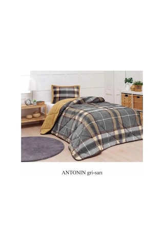 Comforter Tek Kişilik Yorgan Seti - Antoin Gri Sarı Sarı