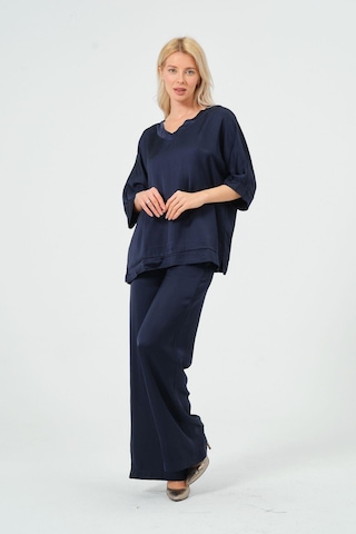 Kadın Saten Takım Parlak Saten Pantolon Bluz Çok Renkli