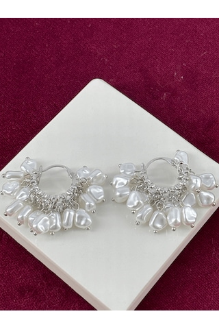 Çoklu Beyaz Taşlı Silver Küpe Silver